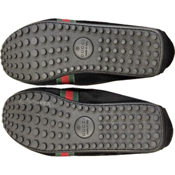 Gucci Black Suede Web Stripe Penny Loafers – Style 566294 - Picture 7 of 7
